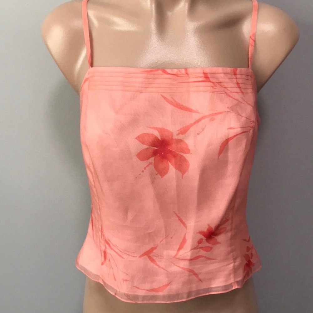 Ann Taylor LOFT Y2K Hibiscus Floral Spaghetti StrapTop